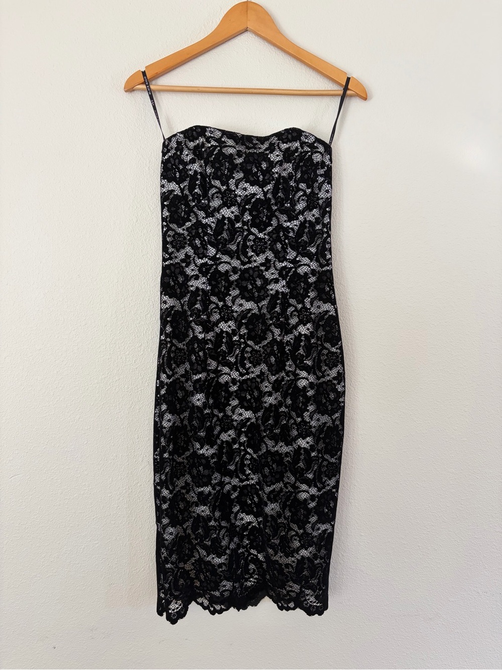 NWT Strapless Black Lace Slip Dress